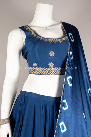Premium Blue Navratri Chaniya Choli with Stunning Pure Gaji Silk Dupatta