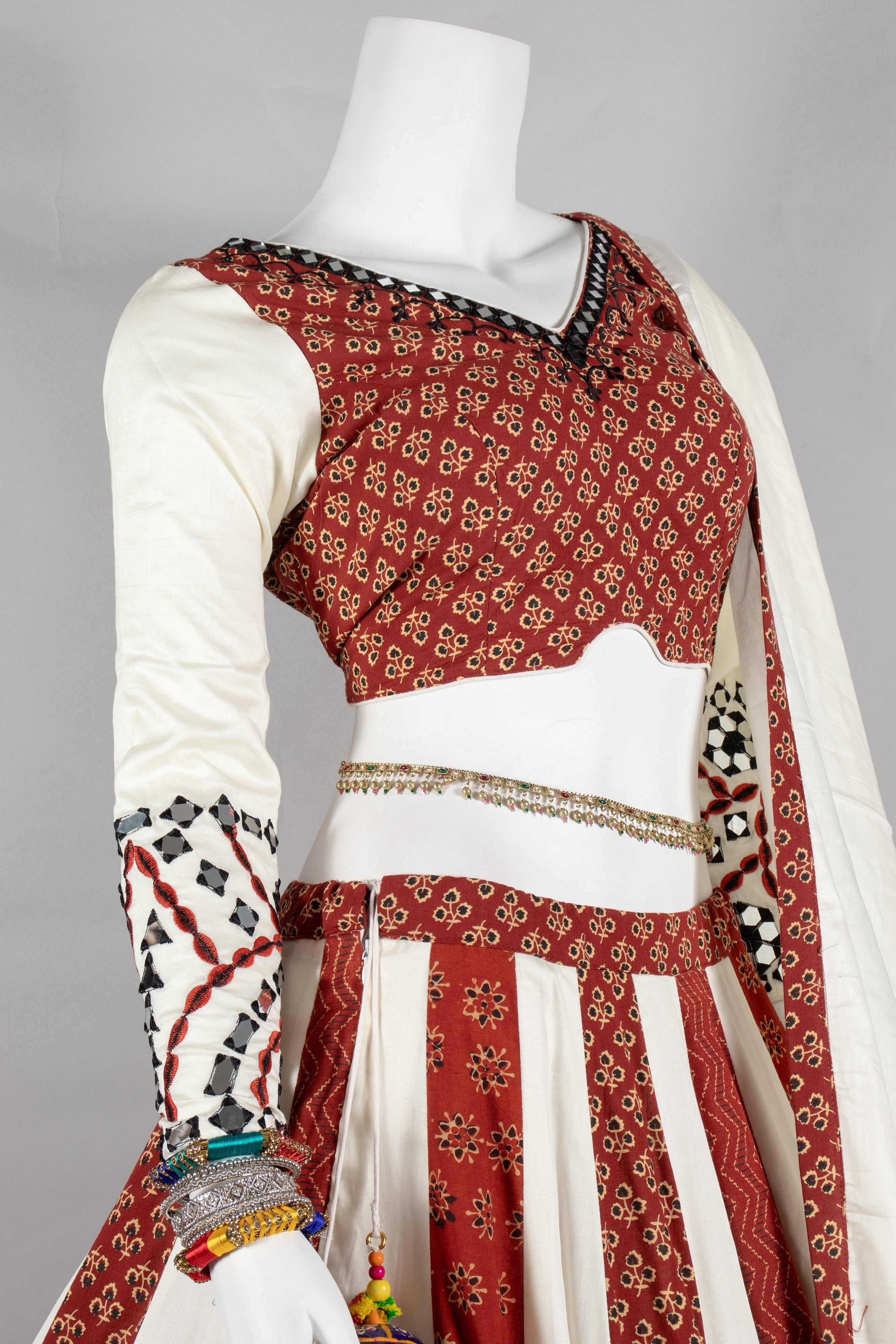 Premium Cotton Silk Chaniya Choli with Ajrakh & Mirror Work – Palkhi Fashion