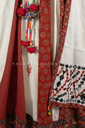 Premium Cotton Silk Chaniya Choli with Ajrakh & Mirror Work – Palkhi Fashion