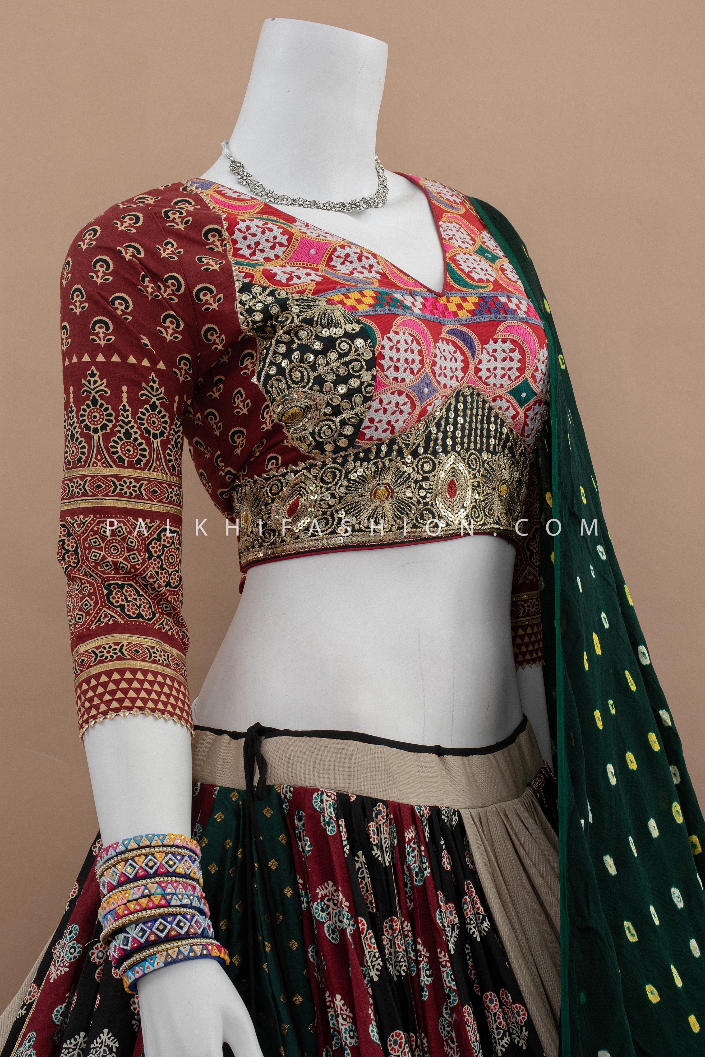 Premium Katha Work Multicolor Navratri Chaniya Choli with Stunning Work – Palkhi Fashion