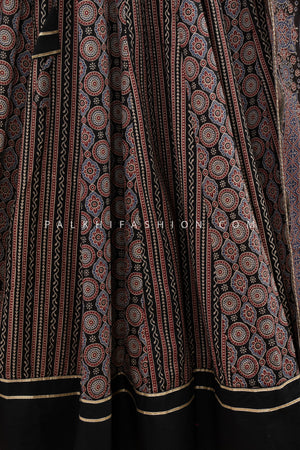 Rajasthani Elegance: Ajarakh Designer Chaniya Choli with Mirror Work – Palkhi Fashion