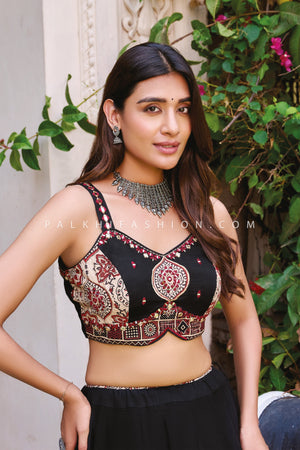 Rajasthani Heritage: Black Handcrafted Ajarakh Navratri Chaniya Choli