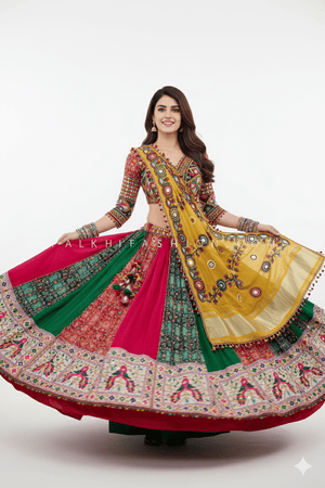 ✨ Rang Riwaaz: Multicolor Kutchi Work Chaniya Choli with Stunning Dupatta – Palkhi Fashion