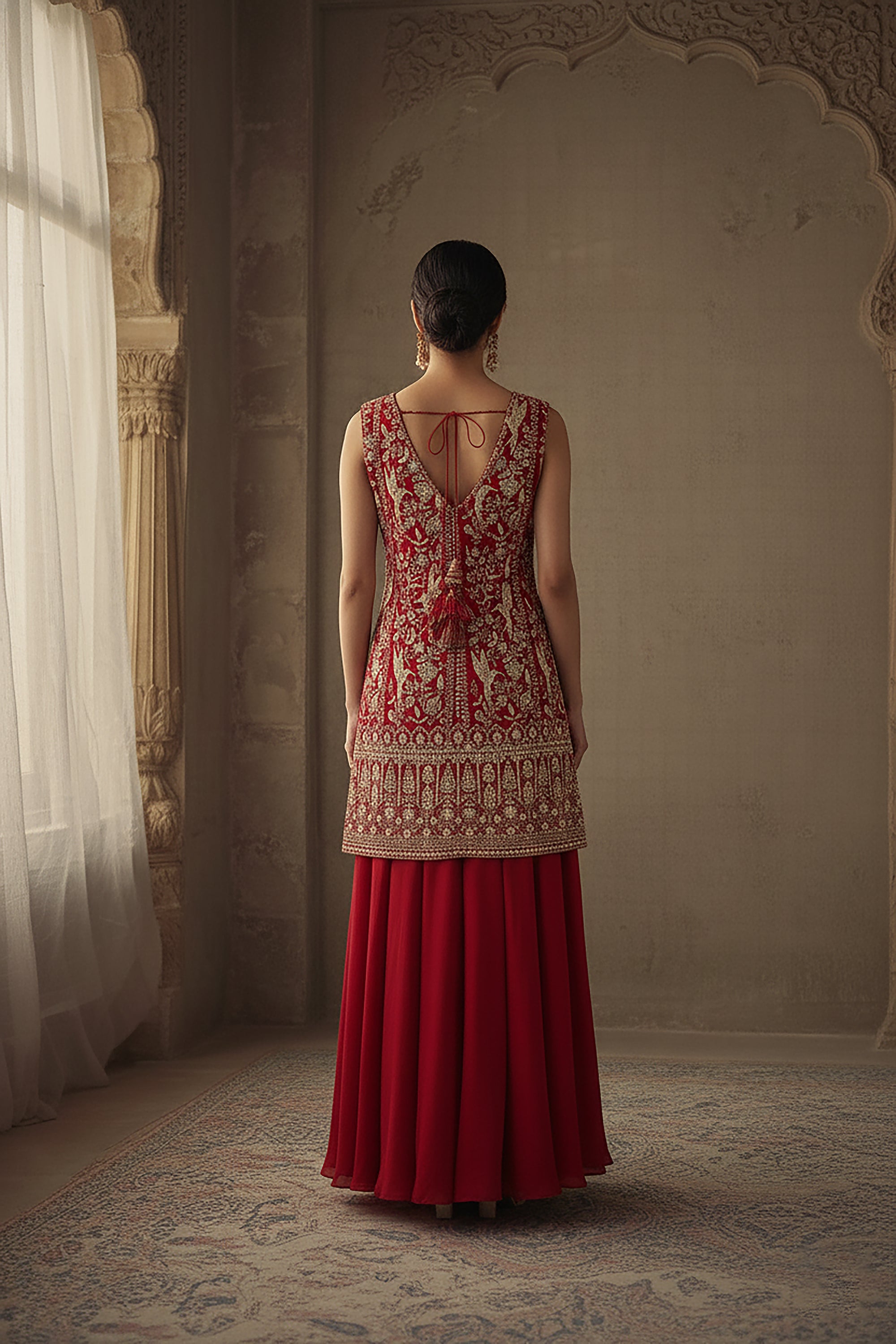 ❤️ Regal Radiance: Maroon Designer Embroidered Palazzo Suit Set – Palkhi Fashion