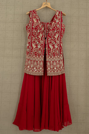 ❤️ Regal Radiance: Maroon Designer Embroidered Palazzo Suit Set – Palkhi Fashion