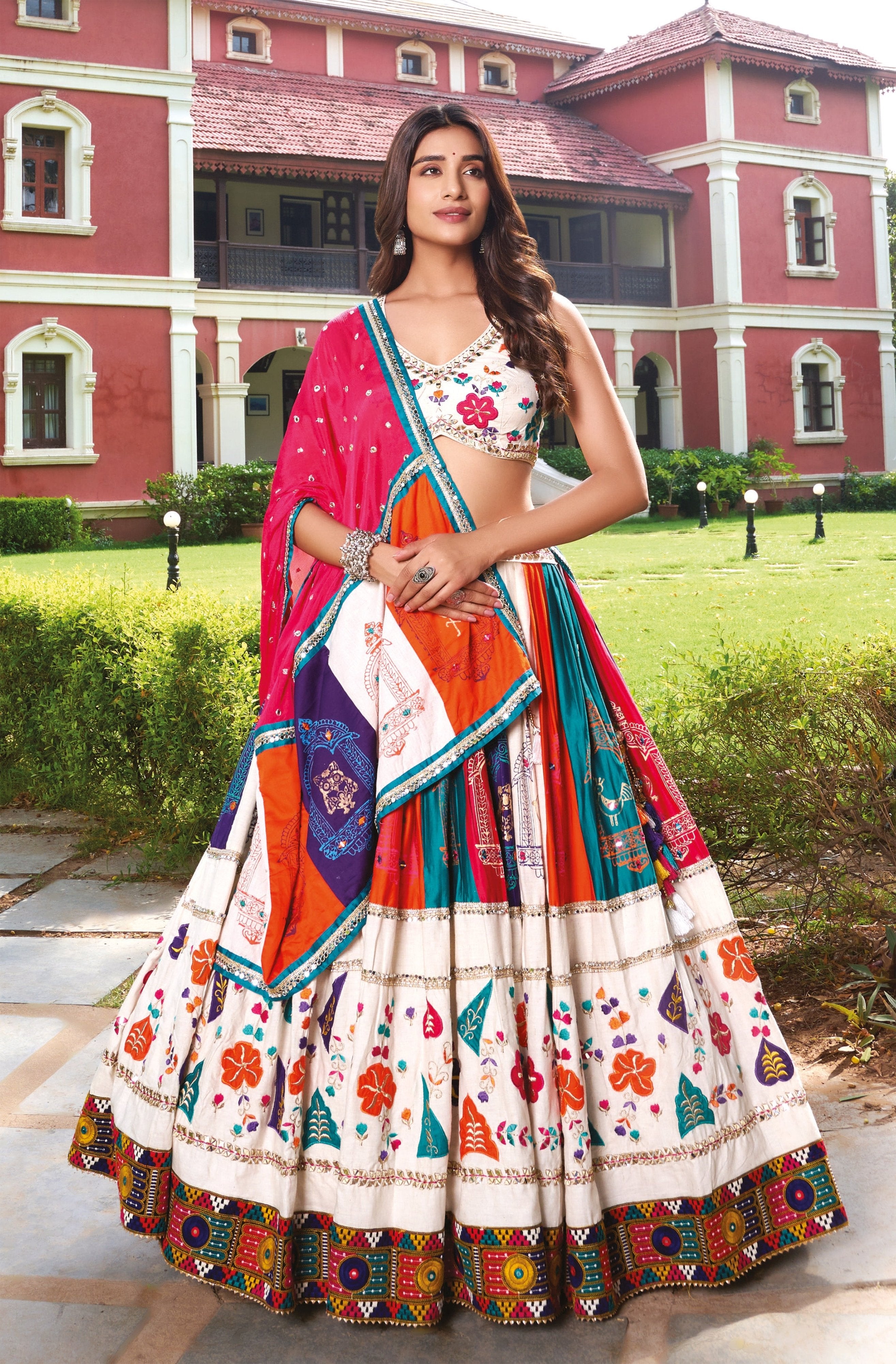 Regal Radiance: Multicolor Handcrafted Navratri Chaniya Choli Set – Palkhi Fashion