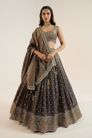 ✨ Regal Splendor: Grey Soft Silk Lehenga Choli with Handcrafted Blouse – Palkhi Fashion