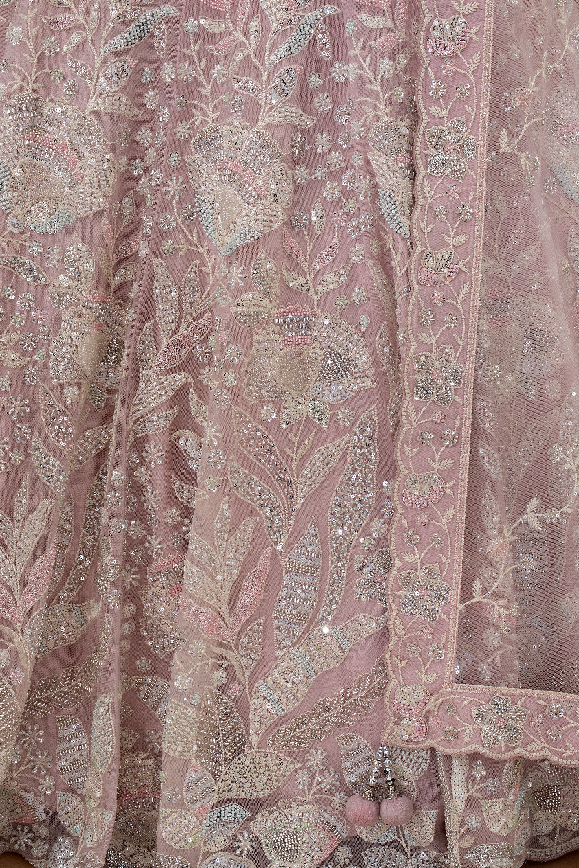 Rose - Quartz Radiance: Pastel Pink Designer Lehenga Choli with Beads & Cutdana – Palkhi Fashion