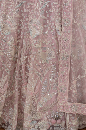 Rose - Quartz Radiance: Pastel Pink Designer Lehenga Choli with Beads & Cutdana – Palkhi Fashion
