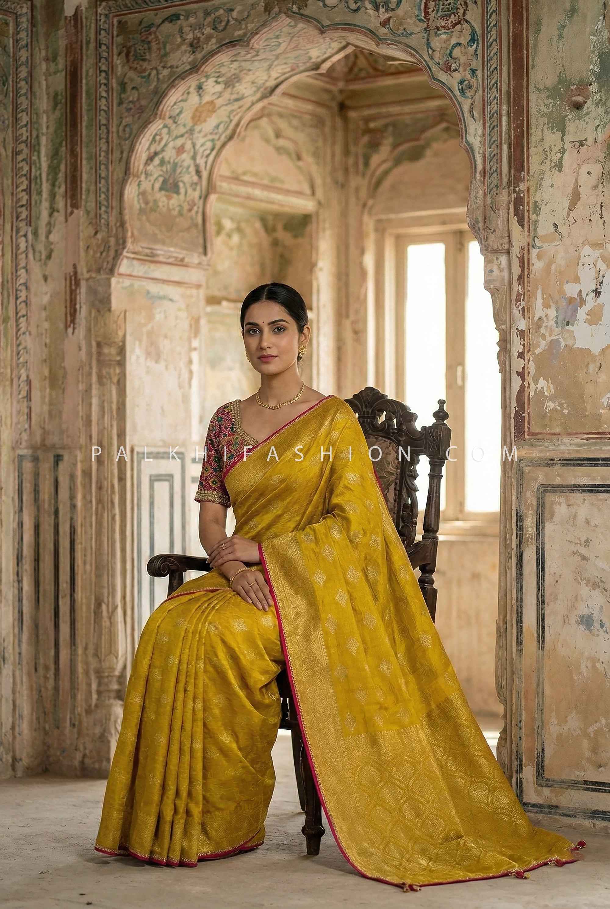Royal Banarasi Silk Saree with Patola Silk Handworked Blouse – Palkhi Fashion Houston