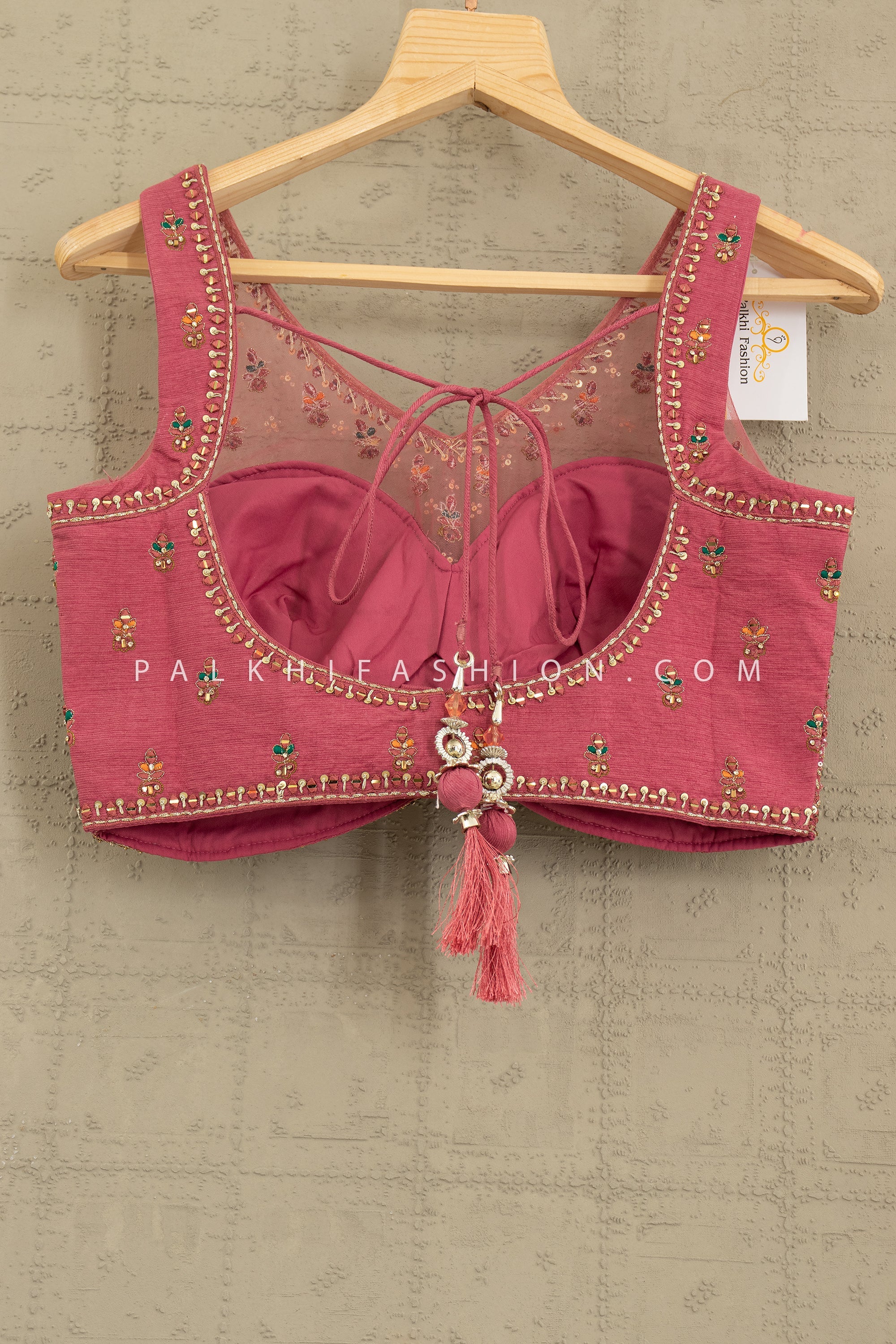 ✨ Royal Fusion: Rosewood Pink Patola Weave Lehenga Choli – Palkhi Fashion