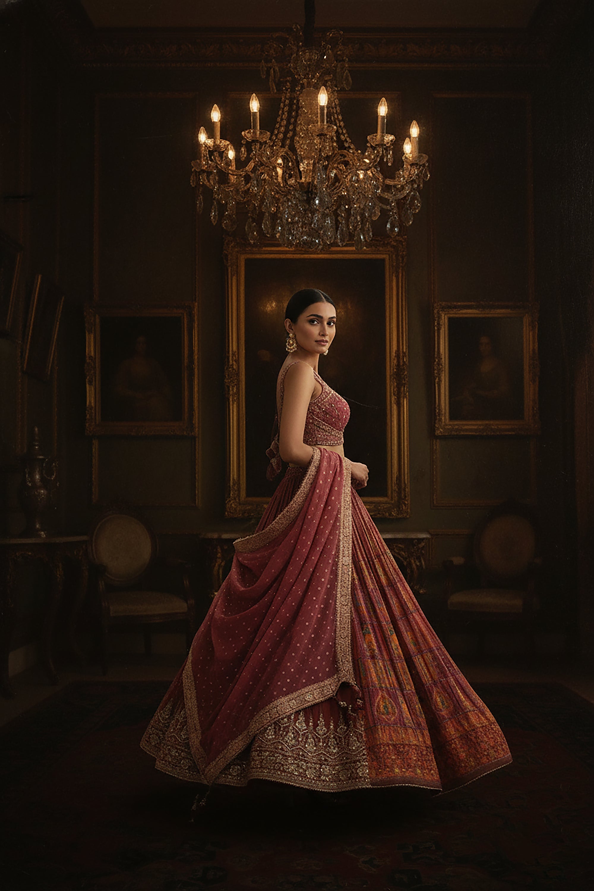 ✨ Royal Fusion: Rosewood Pink Patola Weave Lehenga Choli – Palkhi Fashion