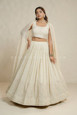Royal Grace: champagne Designer Lehenga Choli with Bead & Handwork – Palkhi Fashion