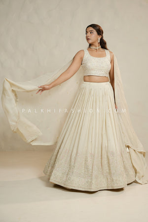 Royal Grace: champagne Designer Lehenga Choli with Bead & Handwork – Palkhi Fashion