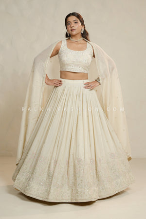 Royal Grace: champagne Designer Lehenga Choli with Bead & Handwork – Palkhi Fashion