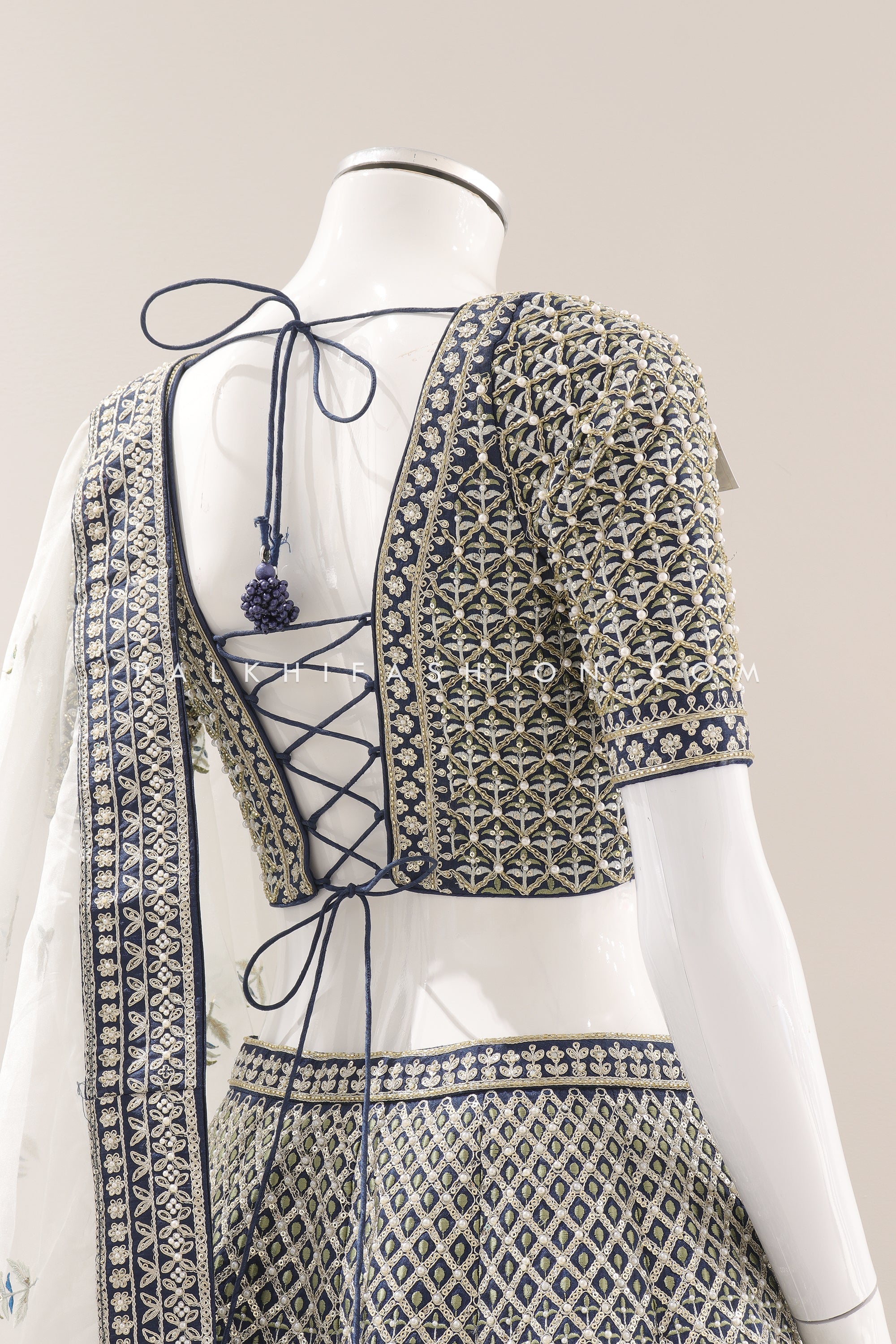 Royal Grandeur: Premium Teal Blue Pure Silk Bridal Lehenga Choli with Handwork