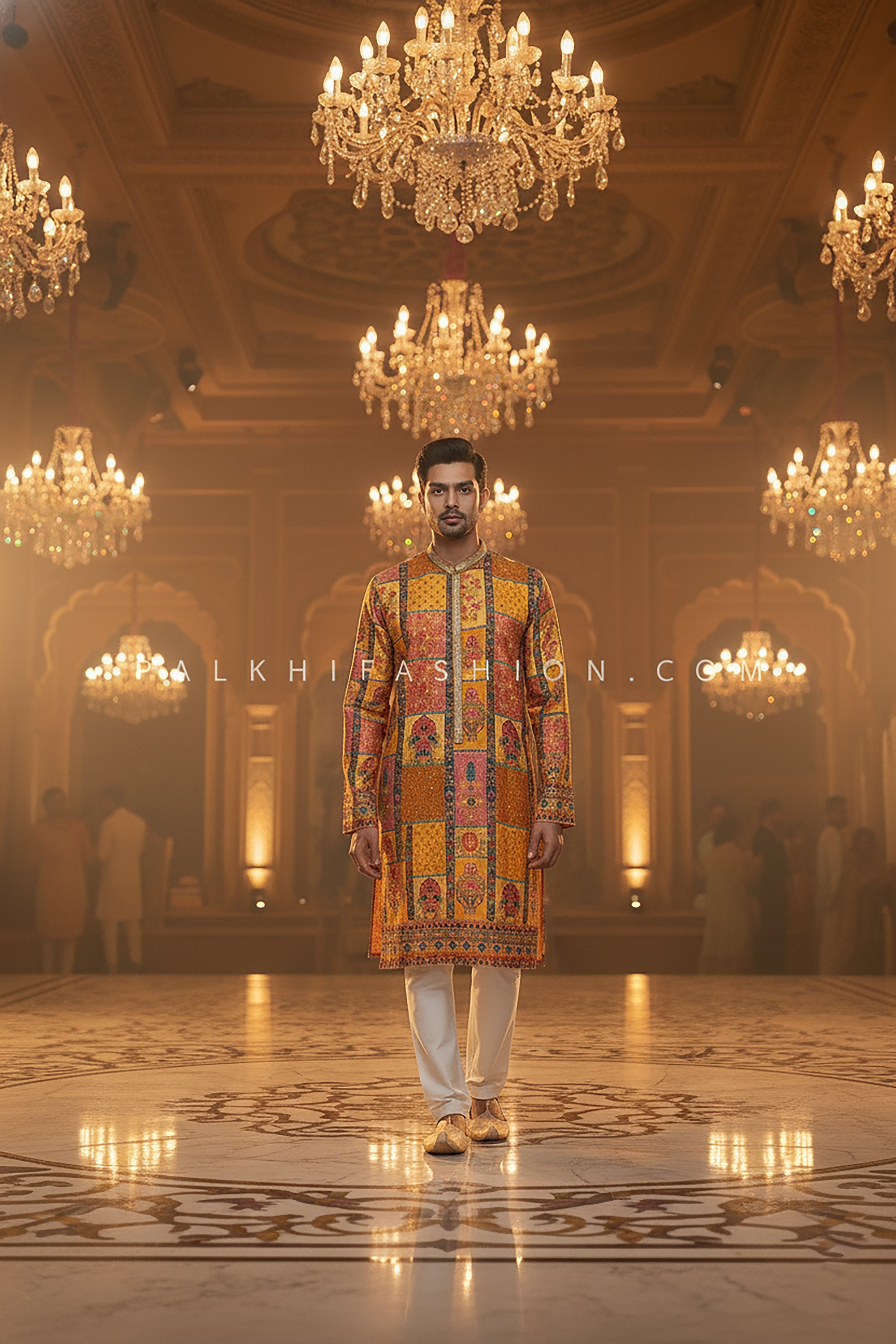 ✨ Royal Heritage Glow: Multicolor Banarasi Patchwork Kurta with Mughal Motifs – Palkhi Fashion