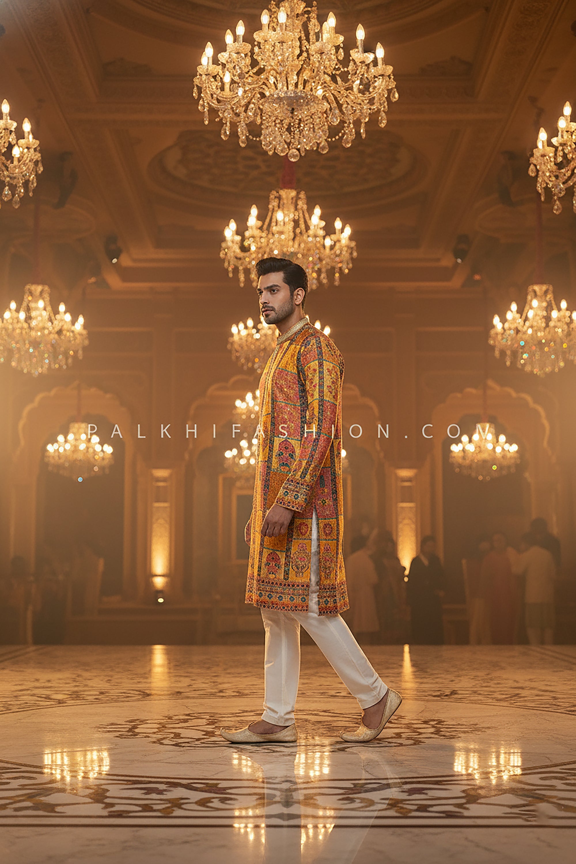 ✨ Royal Heritage Glow: Multicolor Banarasi Patchwork Kurta with Mughal Motifs – Palkhi Fashion
