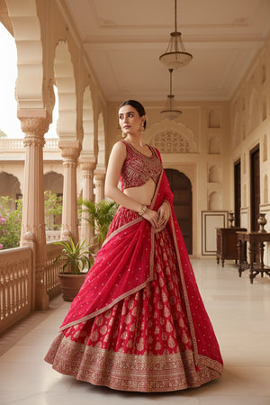 Royal Rani: Rani Pink Pure Silk Lehenga Choli with Handcrafted Blouse – Palkhi Fashion