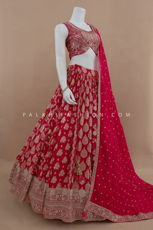 Royal Rani: Rani Pink Pure Silk Lehenga Choli with Handcrafted Blouse – Palkhi Fashion