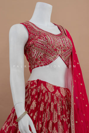 Royal Rani: Rani Pink Pure Silk Lehenga Choli with Handcrafted Blouse – Palkhi Fashion
