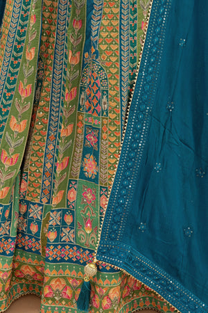 π Royal Teal Tapestry: Multicolor Designer Lehenga Choli with Handwork Blouse β Palkhi Fashion
