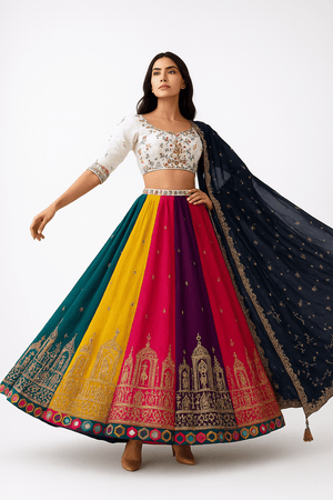 💃 Royal Twirl: 12 - Meter Full - Flair Designer Chaniya Choli Set | The Ultimate Navratri Statement