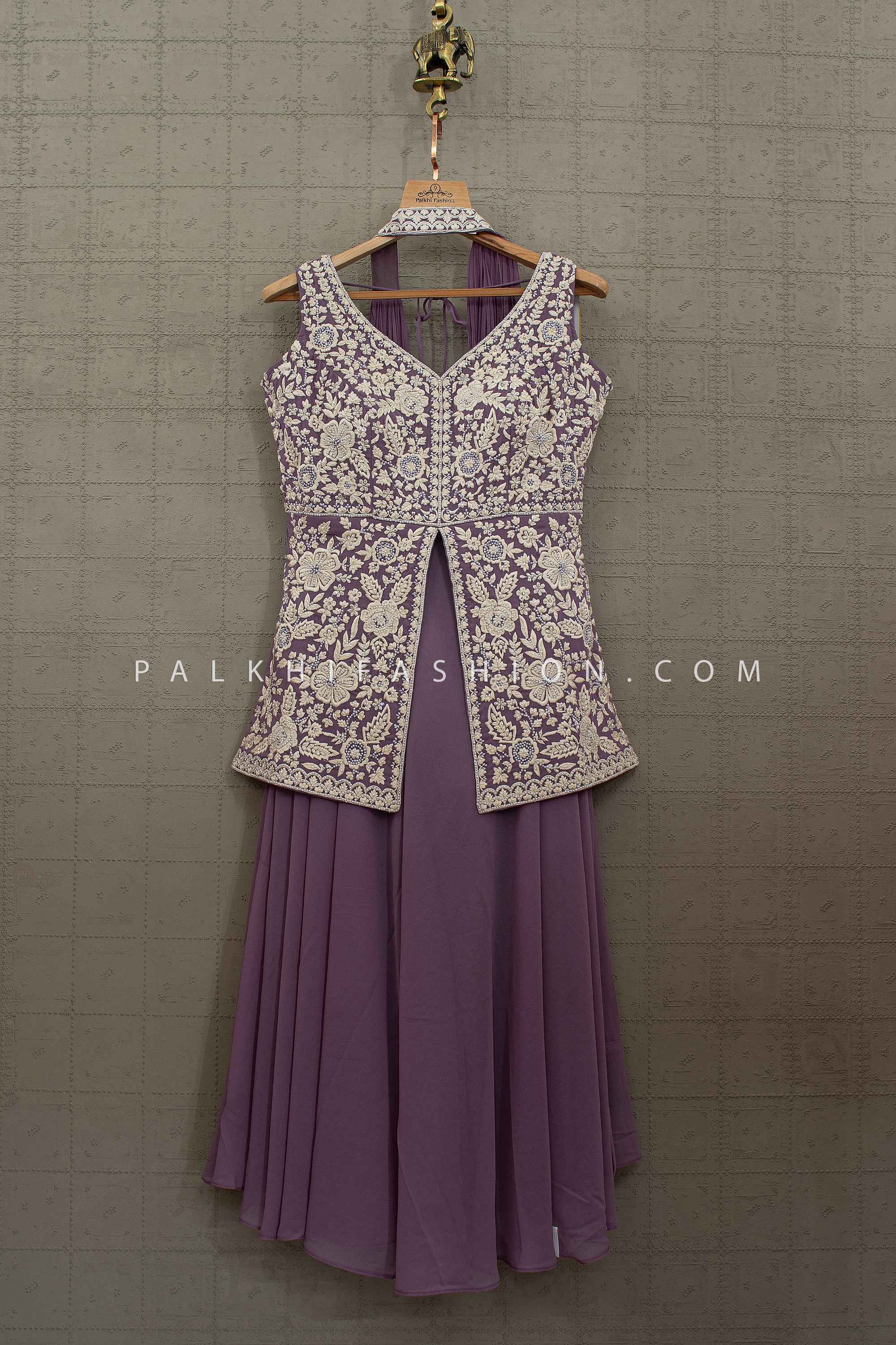 Soft Lavender Grace - Lilac Embroidered Palazzo Suit Set – Palkhi Fashion