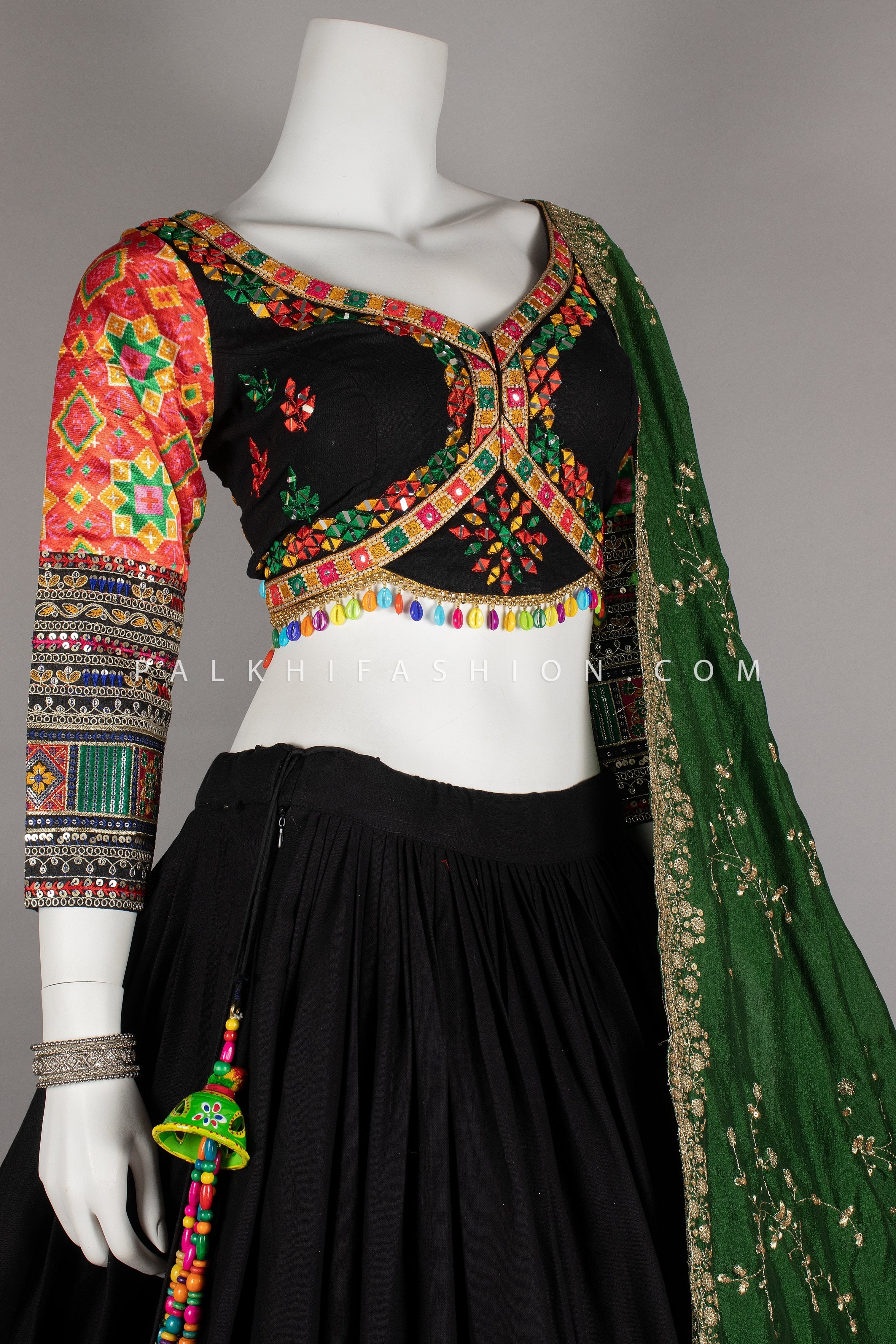 Sparkle & Spin: Black Vintage Work Designer Chaniya Choli Set