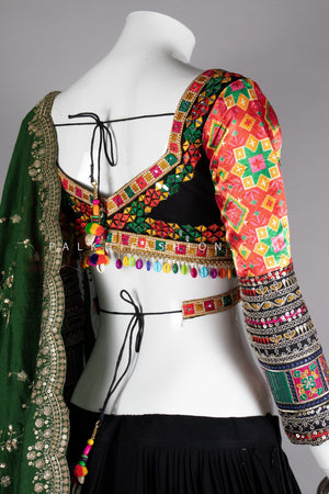 Sparkle & Spin: Black Vintage Work Designer Chaniya Choli Set