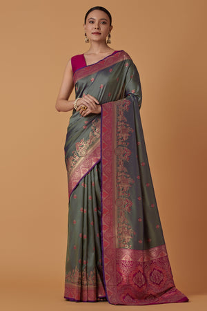 Stunning Kanjivaram Silk Saree with Appealing work – Palkhi Fashion