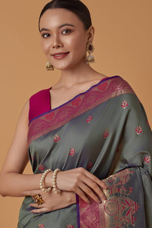 Stunning Kanjivaram Silk Saree with Appealing work – Palkhi Fashion