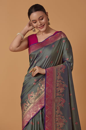 Stunning Kanjivaram Silk Saree with Appealing work – Palkhi Fashion