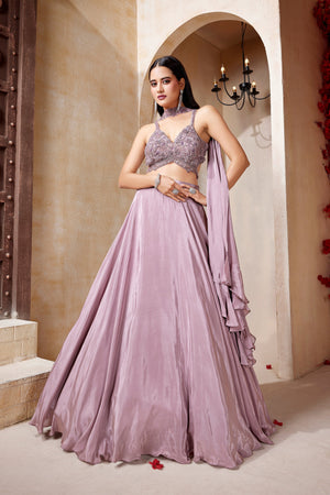 Stunning Lilac Designer Lehenga Choli Set with Cutwork & Handwork Blouse