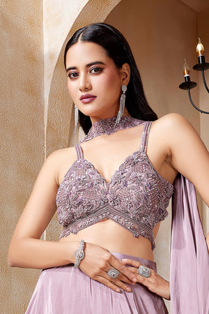 Stunning Lilac Designer Lehenga Choli Set with Cutwork & Handwork Blouse