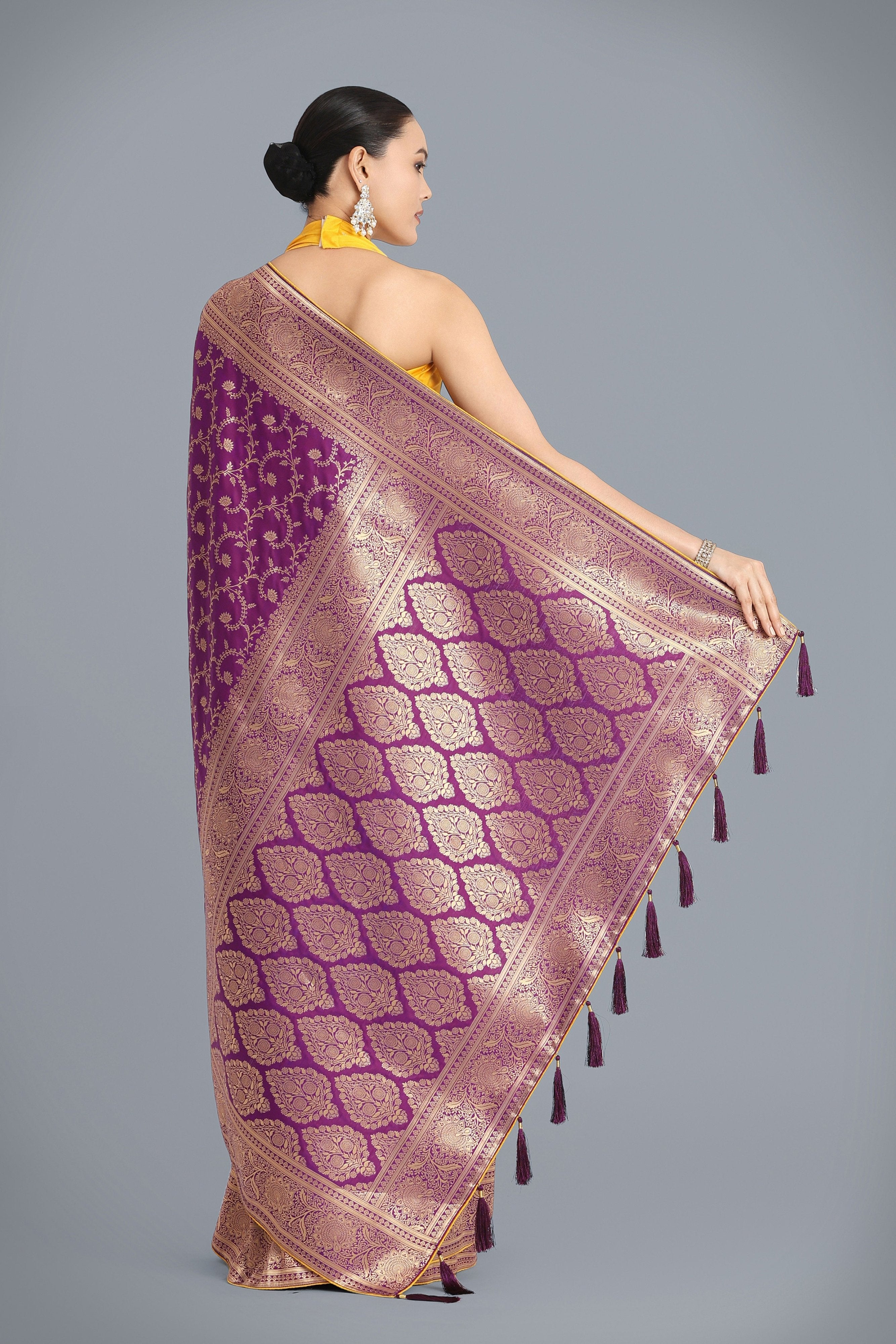 Stunning Purple Kanjivaram Silk Saree with Contrasting Blouse – Palkhi Fashion