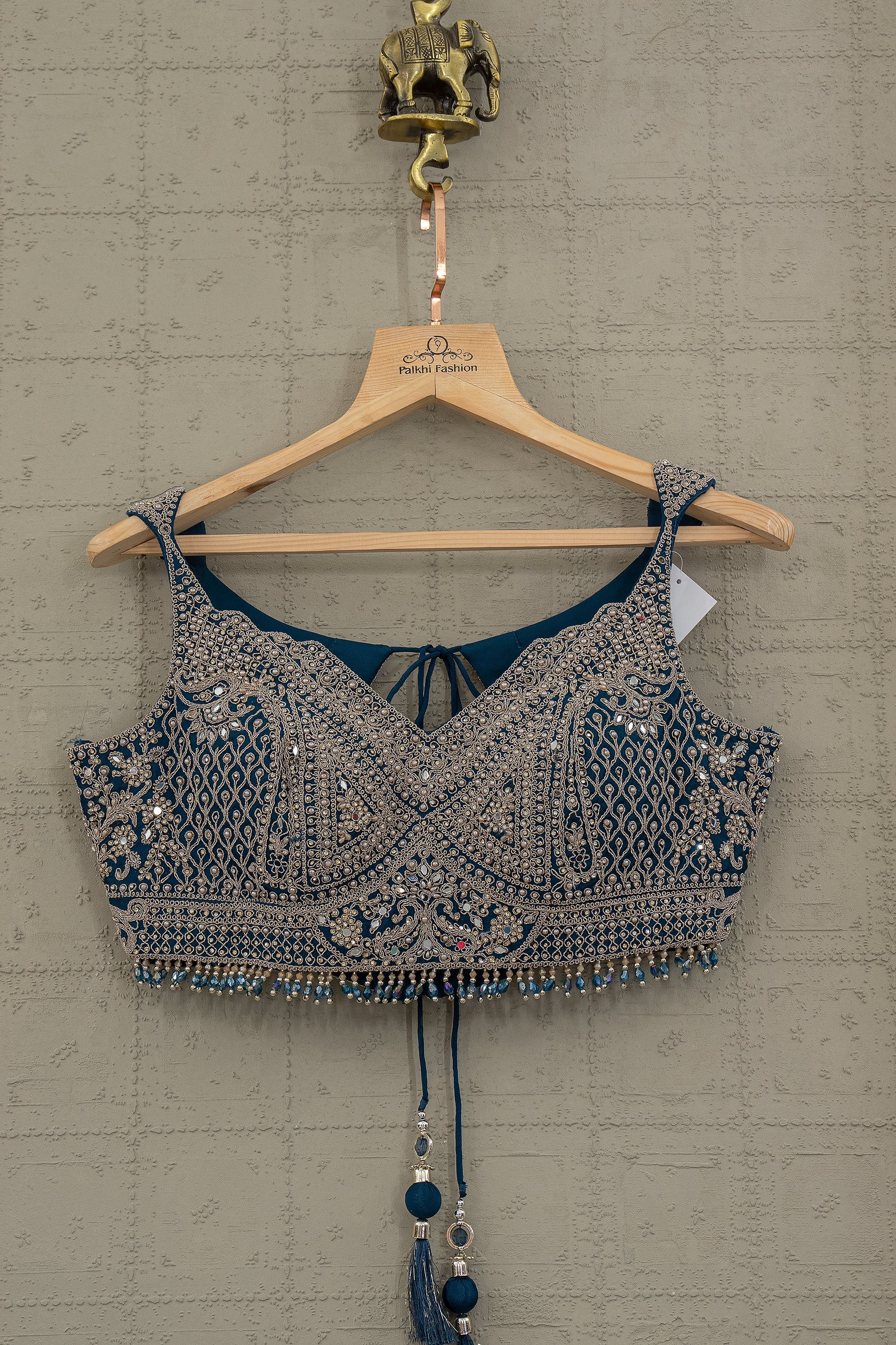 Teal Baroque Elegance – Deep Petrol Lehenga Choli with Hand Embellished Blouse | Palkhi Fashion