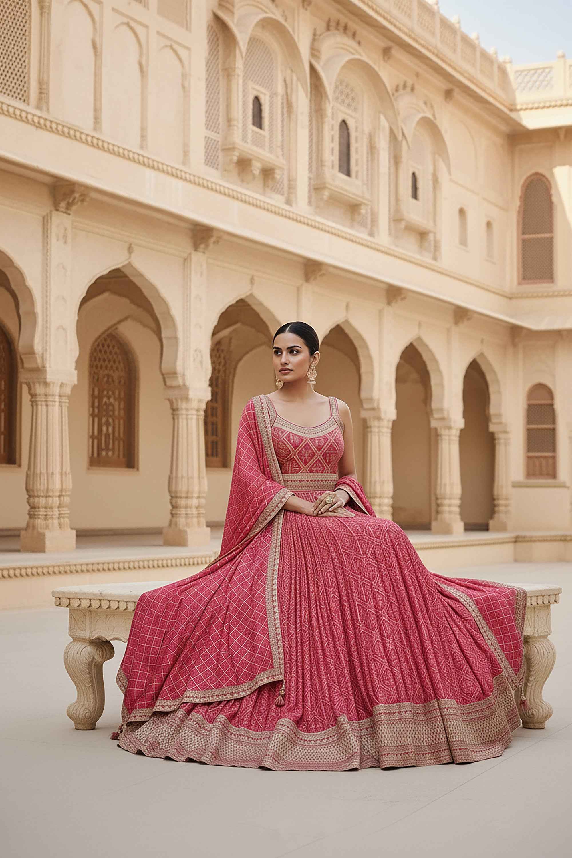 🪔 Timeless Bandhani Grace: Heritage Silk Ensemble by Palkhi Fashion