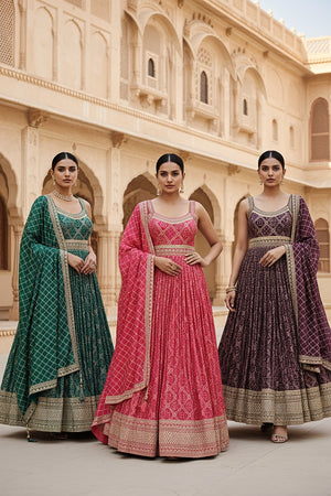 🪔 Timeless Bandhani Grace: Heritage Silk Ensemble by Palkhi Fashion