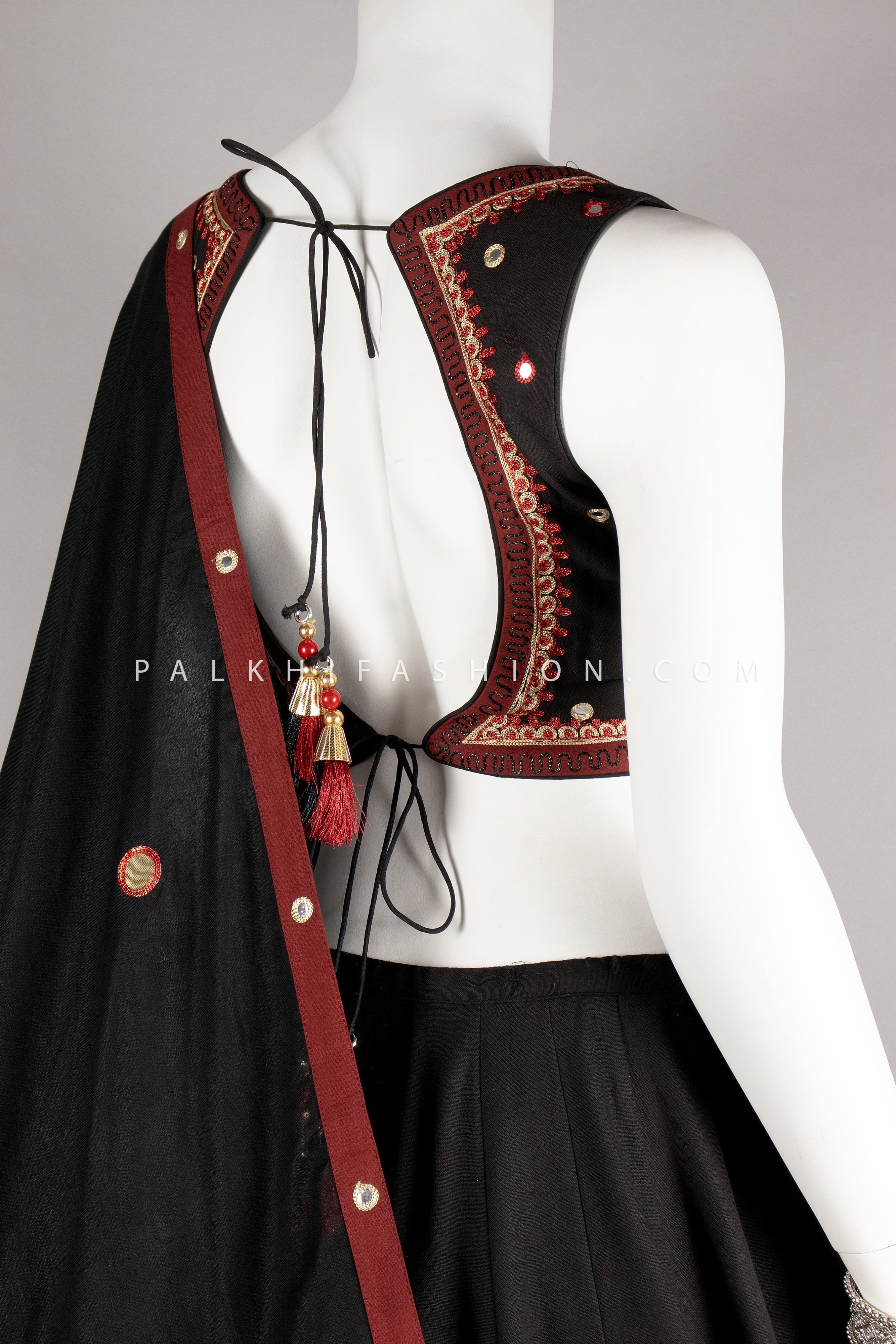 Timeless Black Navratri Chaniya Choli Features Ajarakh & aari - Palkhi Fashion