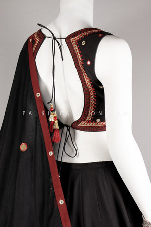 Timeless Black Navratri Chaniya Choli Features Ajarakh & aari - Palkhi Fashion