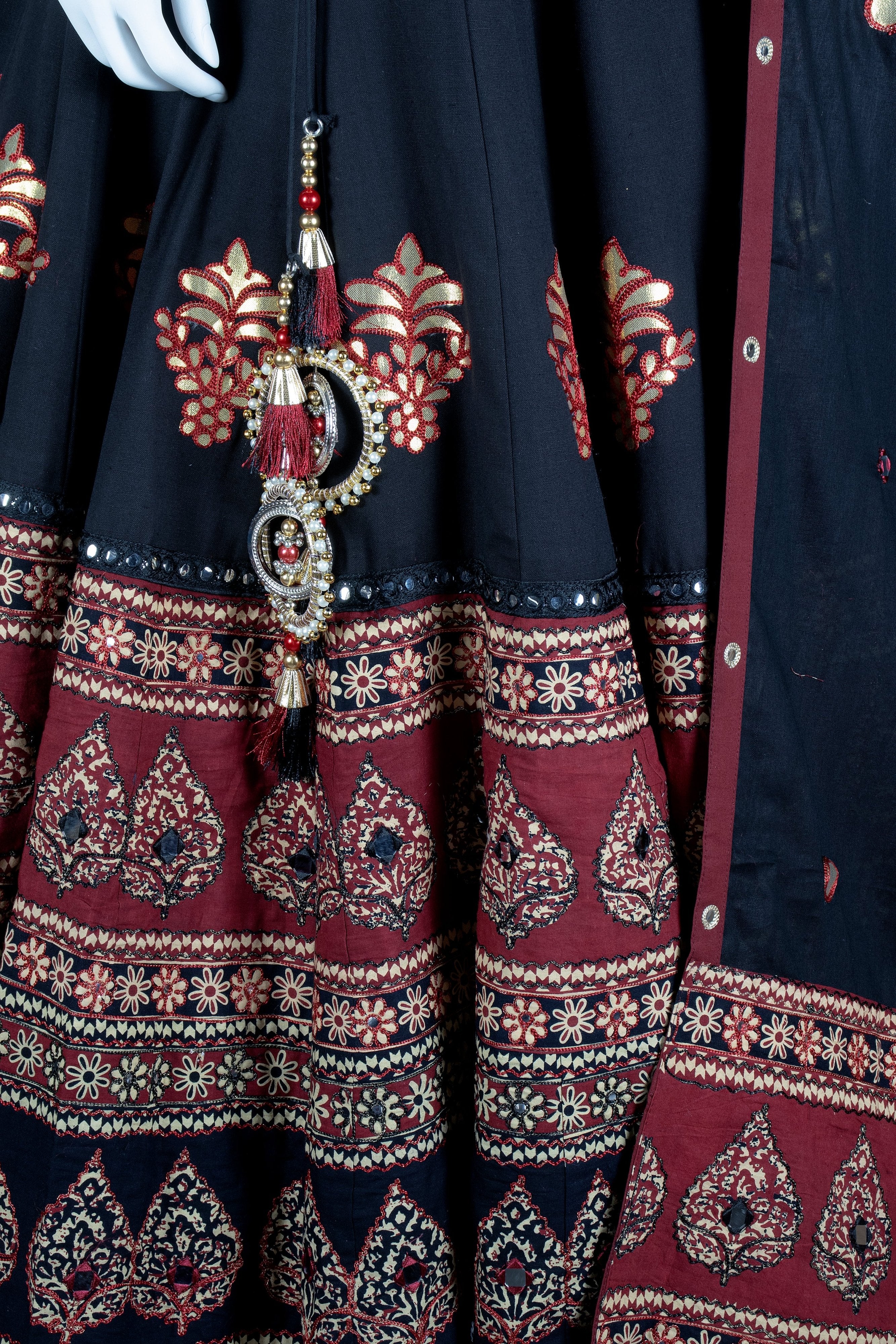 Timeless Black Navratri Chaniya Choli Features Ajarakh & aari - Palkhi Fashion