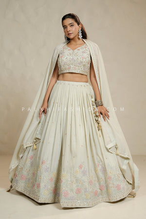Timeless Elegance: Offwhite Designer Lehenga Choli with Bead & Stone Work – Palkhi Fashion
