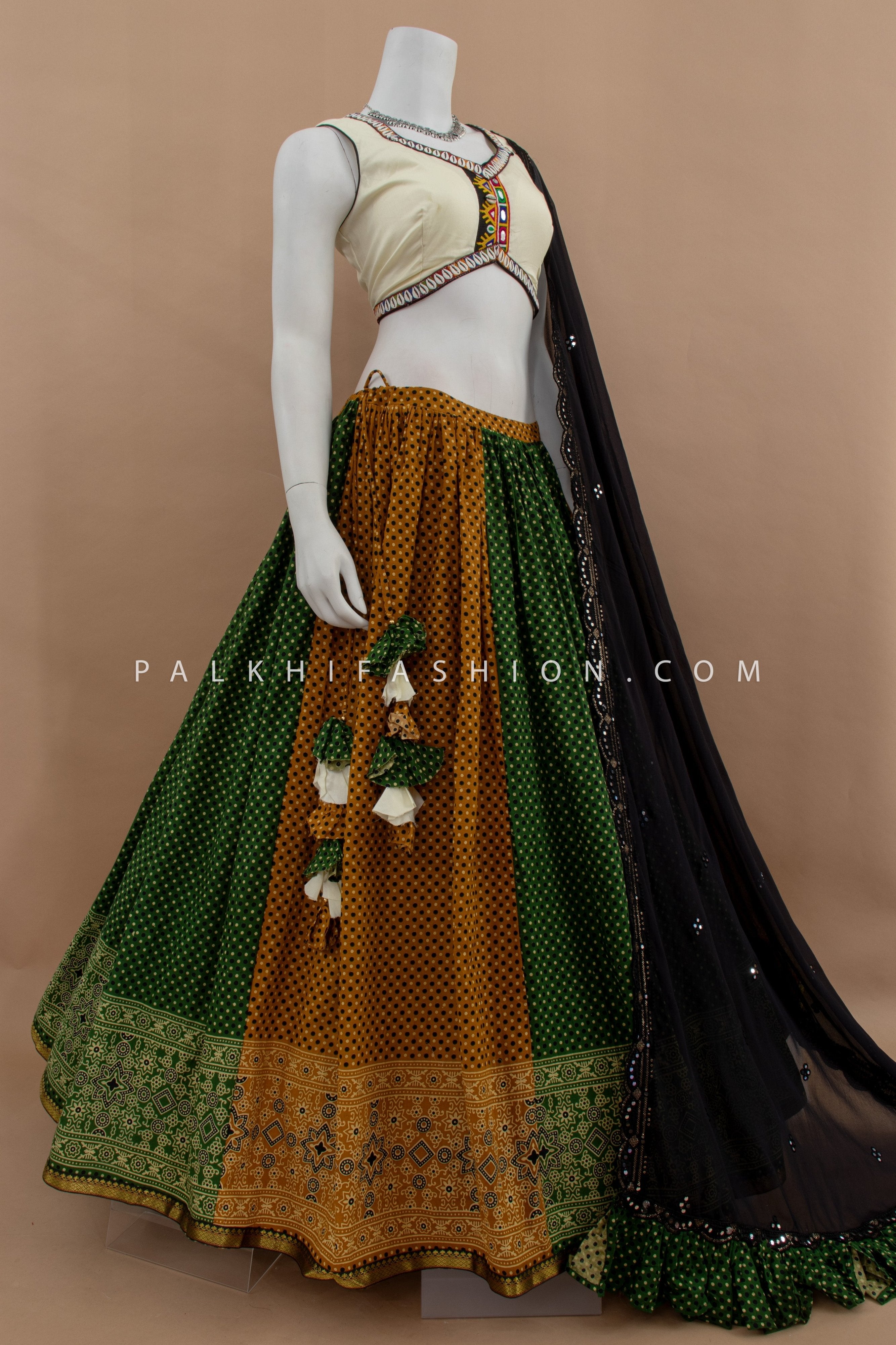 Timeless Heritage: Premium Cotton Ajarakh Navratri Chaniya Choli – Palkhi Fashion