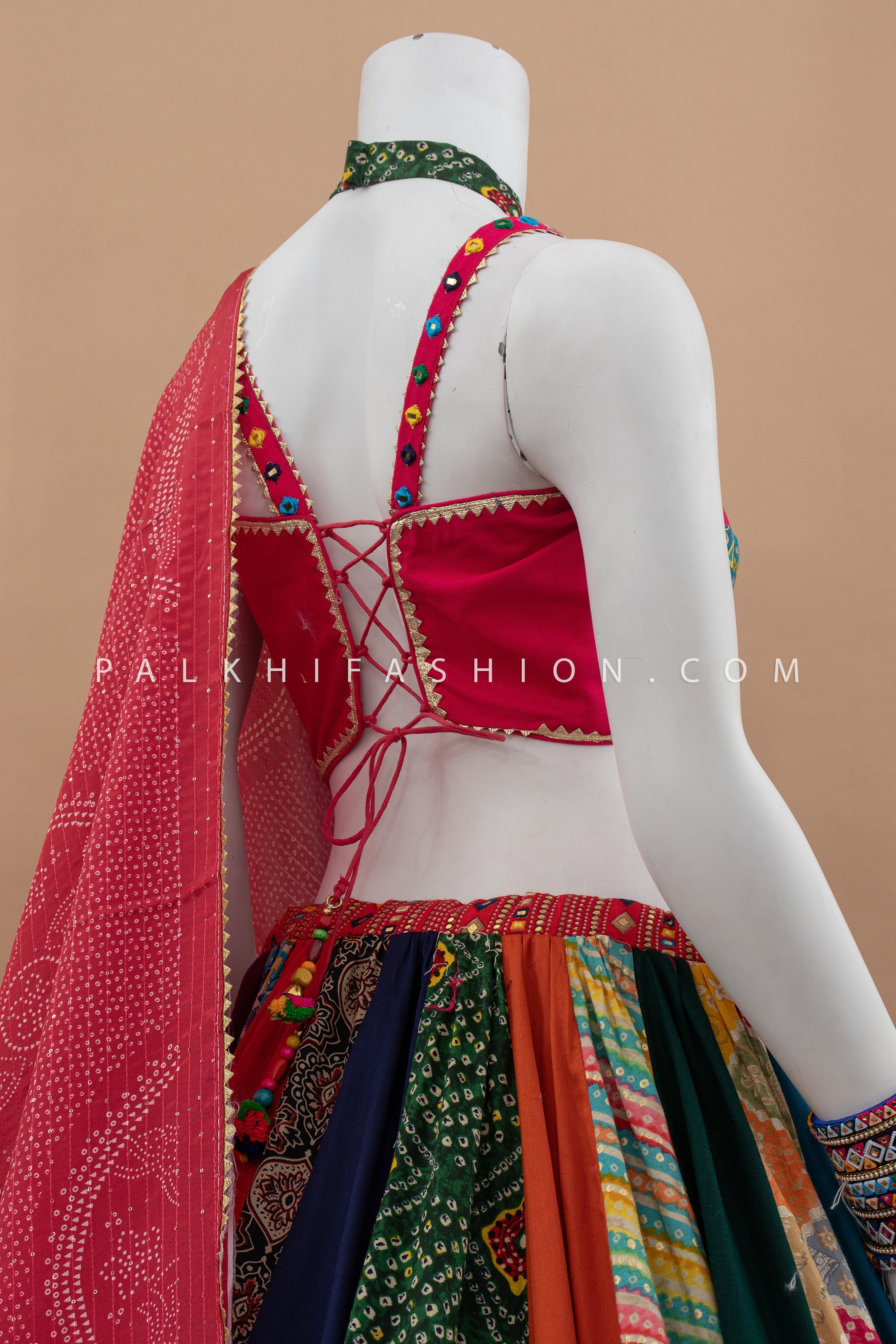 ✨ Tradition, Reimagined: Ikat & Mirror Work Navratri Chaniya Choli – Palkhi Fashion