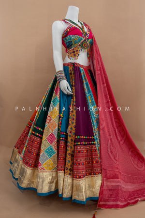 ✨ Tradition, Reimagined: Ikat & Mirror Work Navratri Chaniya Choli – Palkhi Fashion