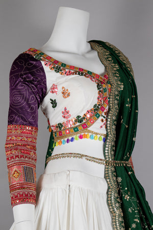 White Elegance: Vintage Work Designer Chaniya Choli Set