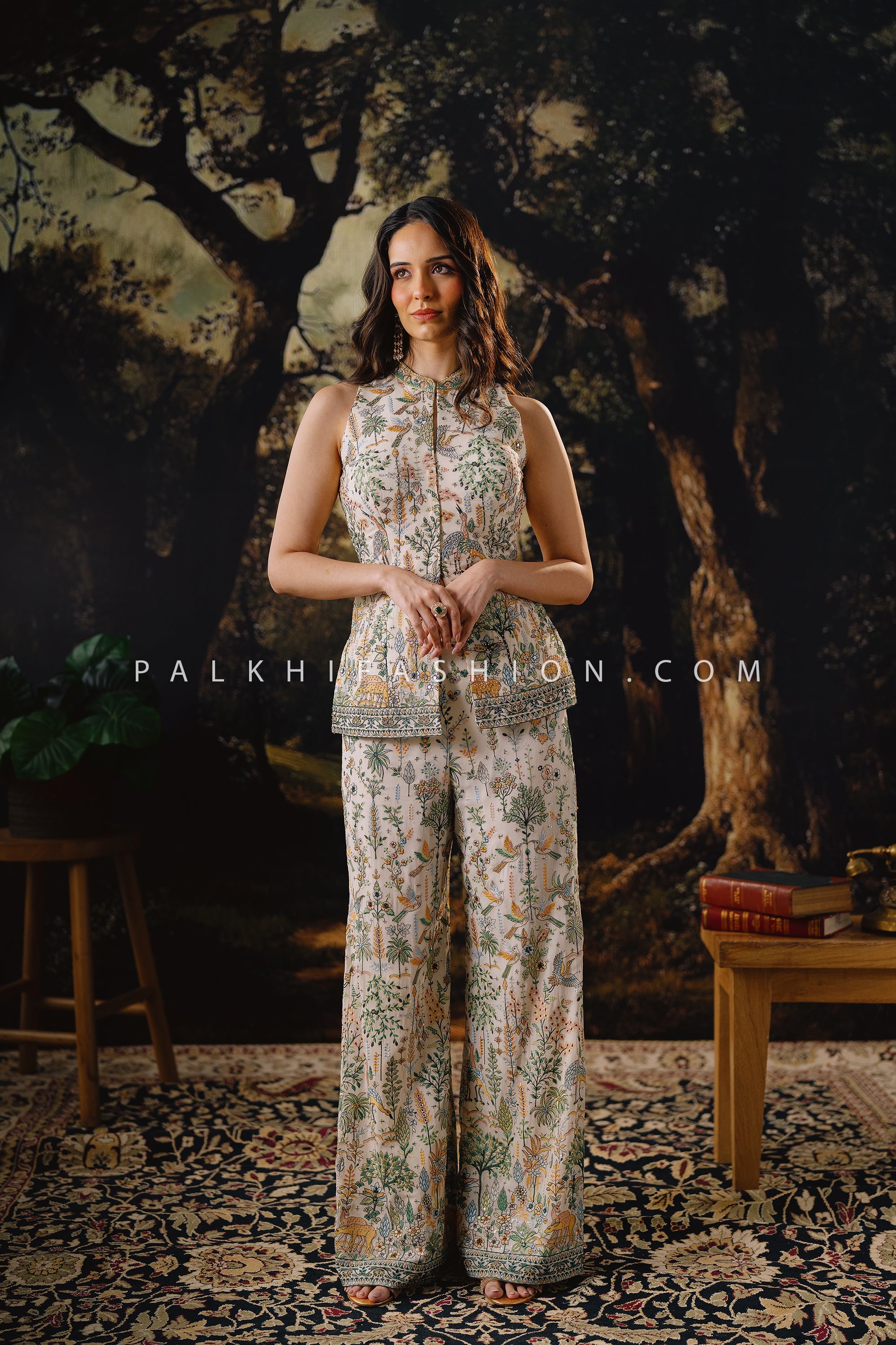 Wilderness Muse: Fully Embroidered Designer Palazzo Set ā Palkhi Fashion Houston