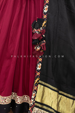 Wine & Black Mirror - Work Chaniya Choli with Patola Blouse – Palkhi Fashion