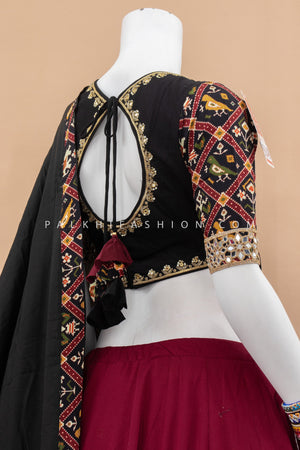 Wine & Black Mirror - Work Chaniya Choli with Patola Blouse – Palkhi Fashion